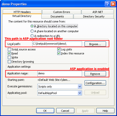 IIS properties