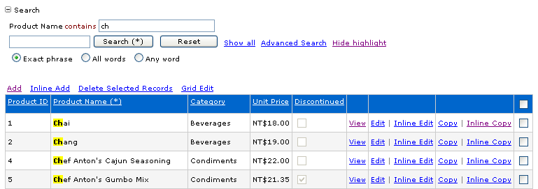Search Highlight