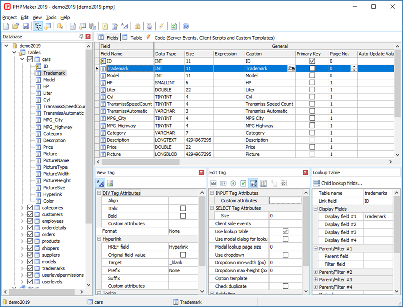 Generate PHP from MySQL, PostgreSQL, Oracle, Microsoft Access and SQL Server