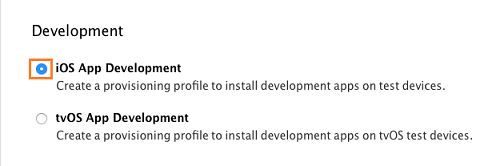 iOS App Development option
